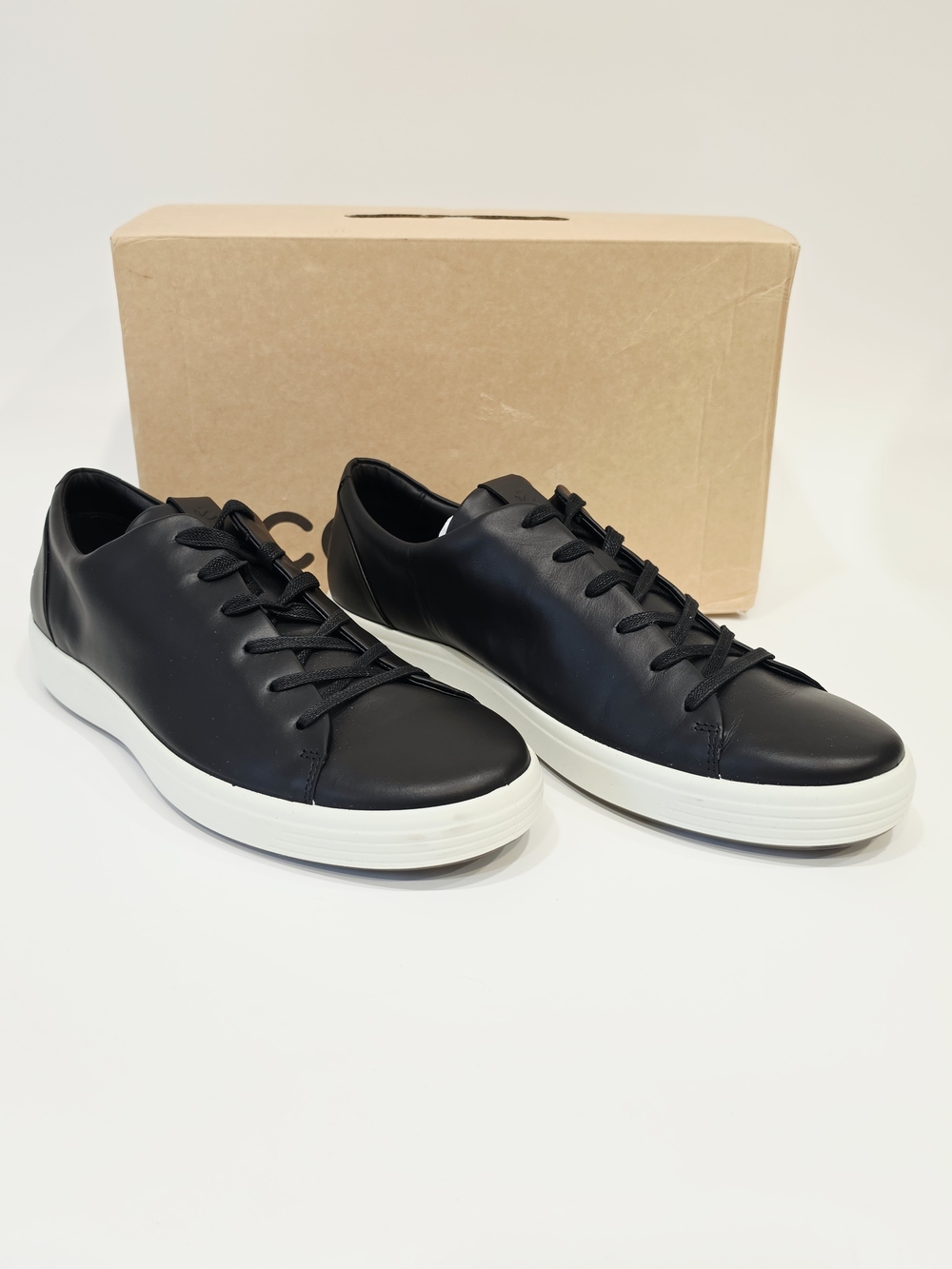Ecco Soft 7 Mens Black Leather Low-Top Sneakers Size EU 46 / US 12-12.5